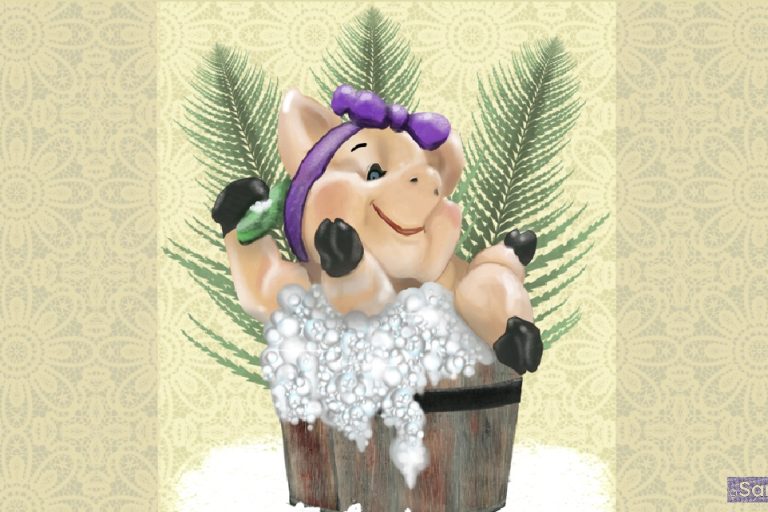Petunia's the piglet has a relaxing Spa Day