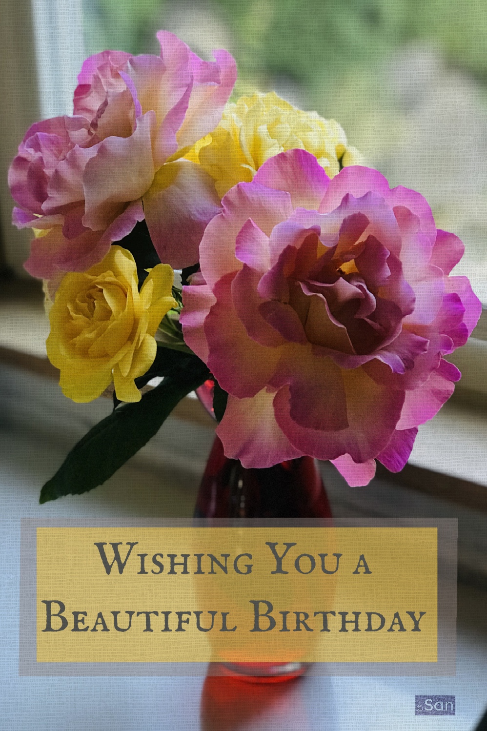 A rose bouquet birthday ecard